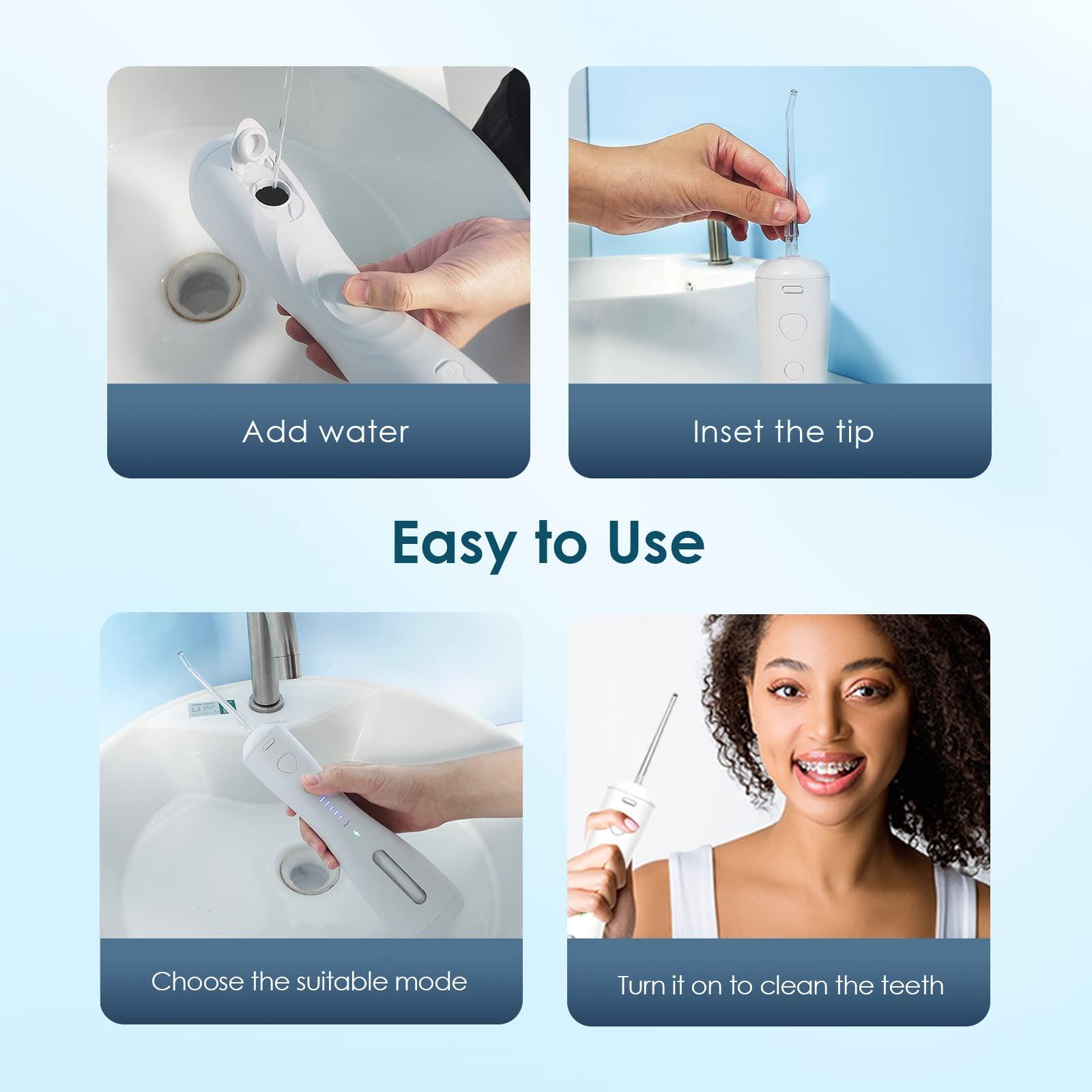 Oraimo Oraimo Power Water Dental Flosser for Teeth,Smart Cordless Oral Irrigator | 220 ml Tank Capacity| 6 Modes Quickly Clean the 99% Food Residues and Plaque| With 4 Functional Jet Nozzles | IPX7 Waterproof Water Flosser