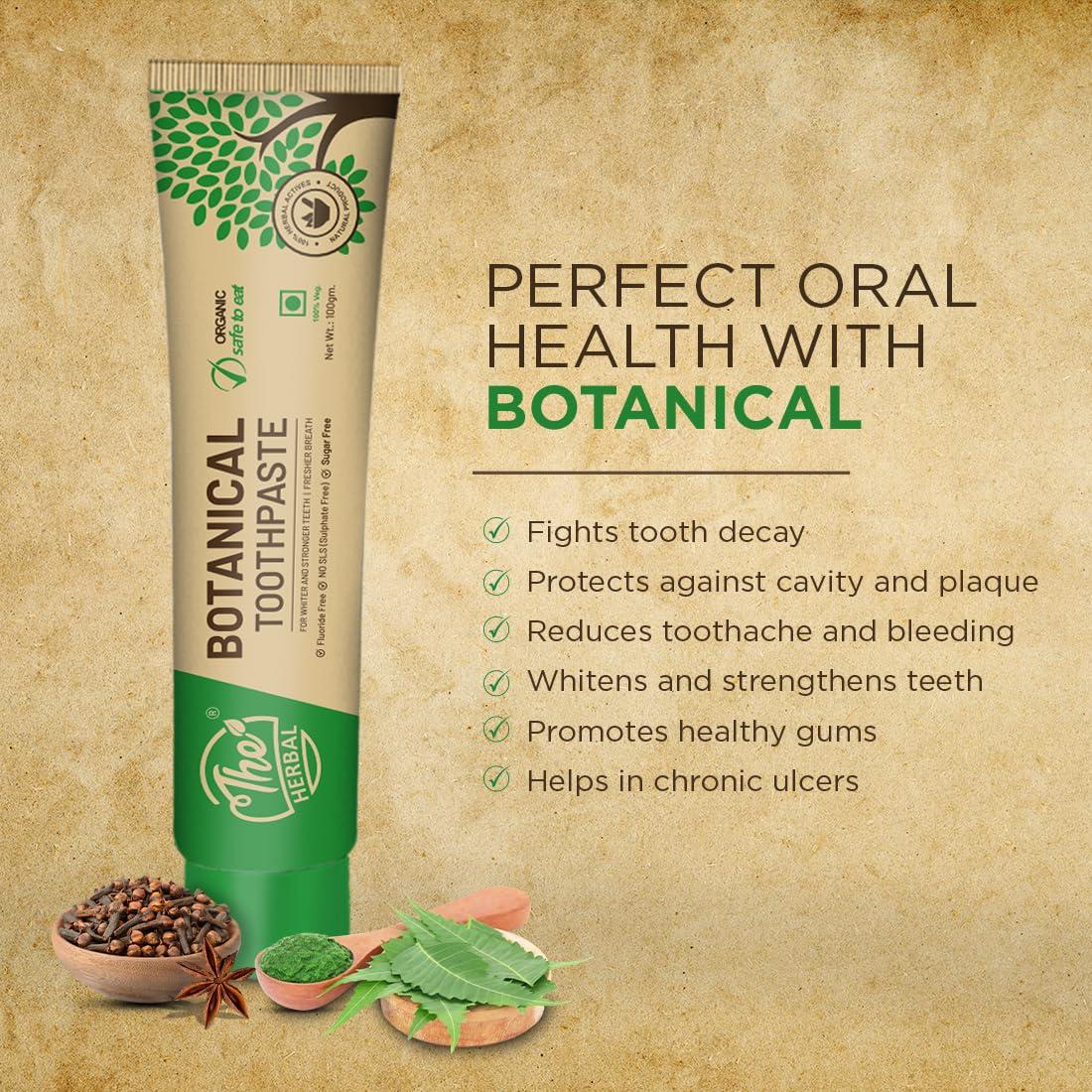 The Herbal The Herbal Botanical Toothpaste100g | 100% Herbal Actives Oral Care & Toothpaste | Toothpaste For White Teeth, Stronger Teeth and Fresh Breath | Sls Free Toothpaste, Sugar Free | Pack of 6