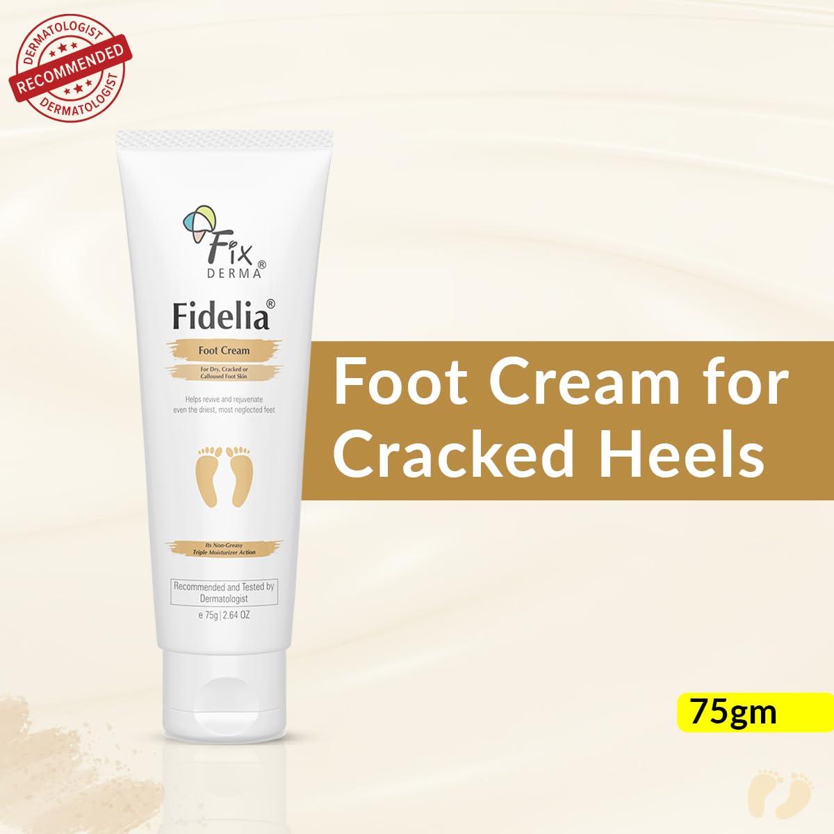 FIXDERMA Fixderma 5% Lactic Acid, 15% Urea, 3% Glycerine Fidelia Foot Cream For Dry & Cracked Feet, Moisturizes and Soothes Feet, Heel Repair Paraben & Sulphate Free, All Skin Types 75gm