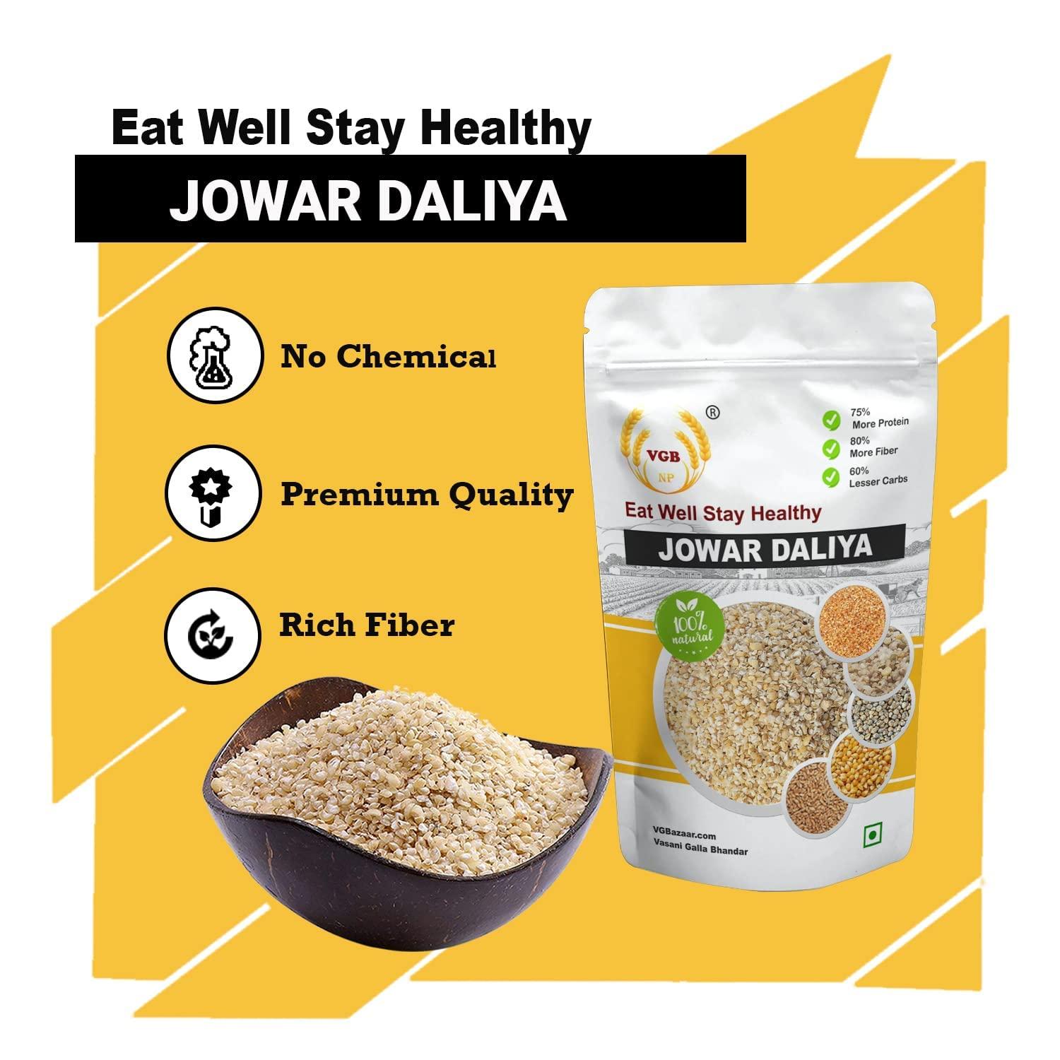 VGBNP VGBNP 100% Natural & original Jowar Daliya (Jonna ka Daliya) Sorghum Dalia,cholam seeds dalia (jonnalu |joar dalia |jowari) Healty Grains Fibre Rich/immunity builder Jowar Dalia- 1kg