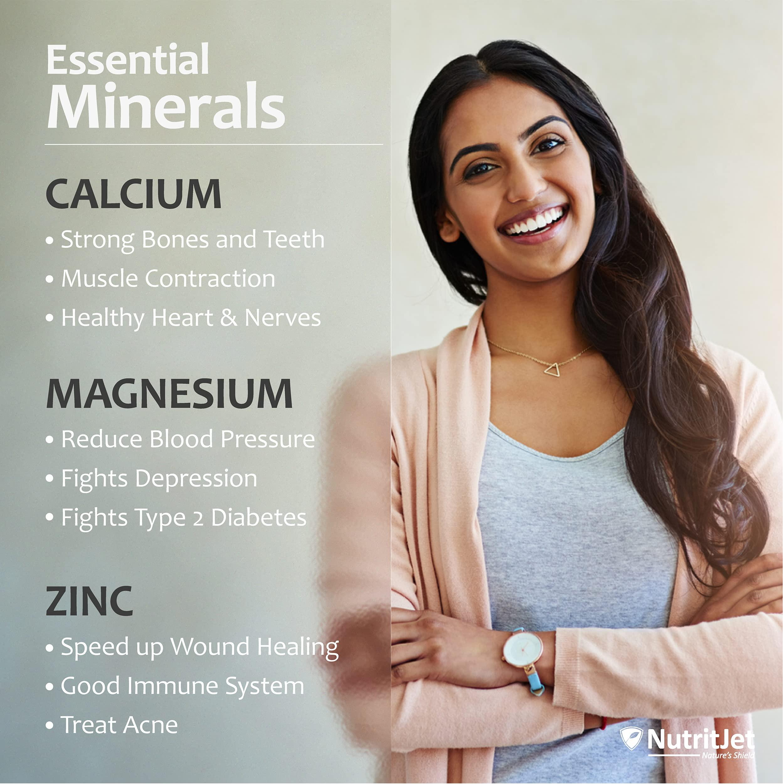 NutritJet NutritJet Calcium Magnesium Zinc Vitamin D3 Vitamin B12 & Vitamin K2 60 Vegetarian Tablets for Bone Health, Joint Support, and Immunity Support for Women & Men