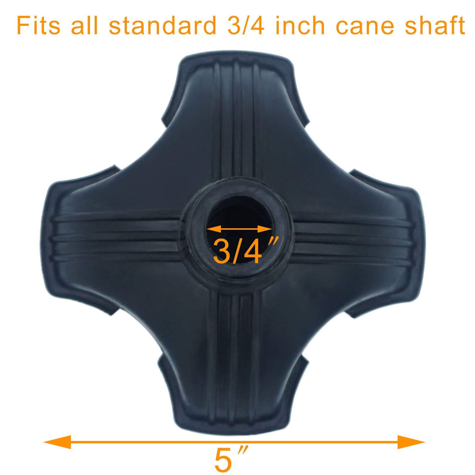 YAMTHR YAMTHR Cane Tip with Quad Support Rubber Foot for Walking Canes 3/4 Inch Shaft, Self-Standing, Anti-Slip Stable Four Point Cane Tip Universal 4 Leg Attachment for Walking Stick (Quad Cane Tip)