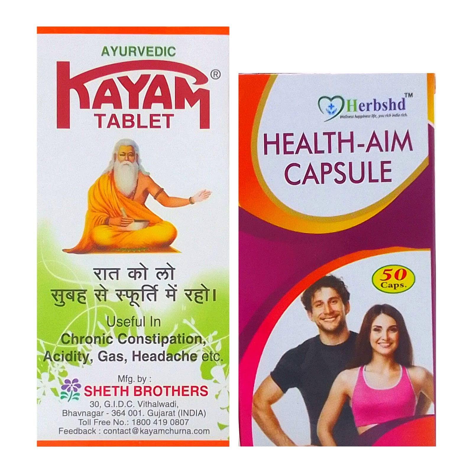 HERBSHD kayam tablet and Health Aim Capsule for Constipation