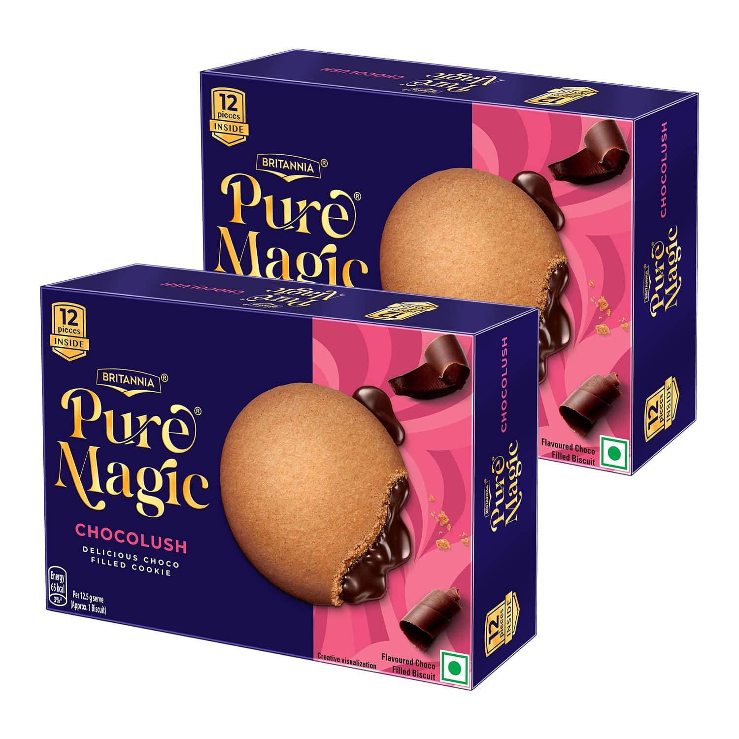 Britannia Britannia Pure Magic Chocolush, 300g, with extra crunchy biscuit and gooey choco-filling, Pack of 2
