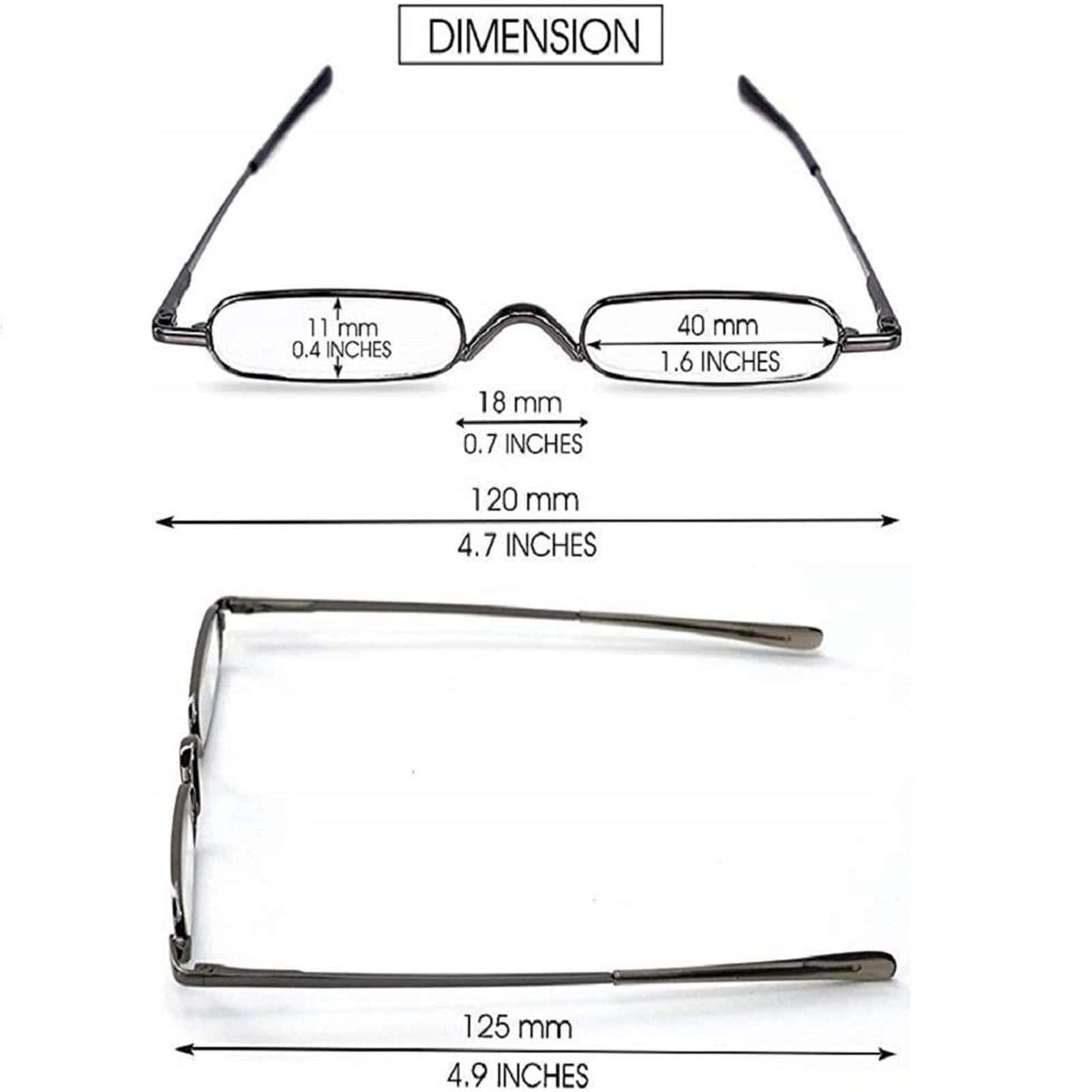 Hubeye Hubeye 3 Pairs Mini Reading Glasses Compact Spring Hinged Slim Pocket Readers with Pen Clip for Easy Carry +2.0