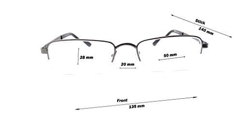 N Specs N Specs +1.25 power near reading glasses rectangle grey colour metal half frame with unbreakable fibre glasses (125)