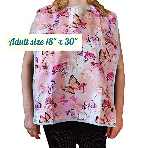 Celley Adult Bib for Eating with Crumb Catcher - Washable and Reusable Clothing Protector for Elderly