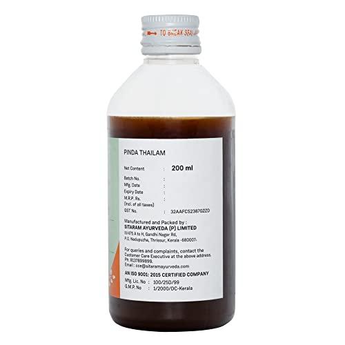 SITARAM Sitaram Ayurveda Pinda Thailam (200 Ml)| Pinda Thailam Oil Provides Relief From Pain, Burning Sensation, Redness, Tenderness & Inflammation