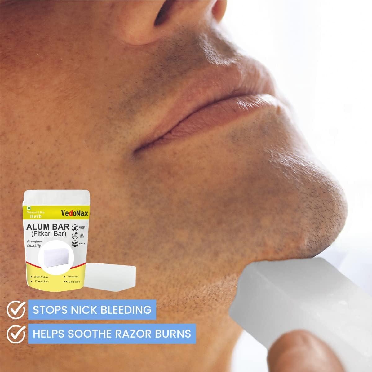 VedoMax VedoMax Phitkari Shaving Alum Block Stone Whole Phitkari Piece, Patika Alum Whole Piece White Phitkari | Fitkari Block | Fitkari Bar For Skin Tightening And Glowing Skin, 100g*1 (Pack of 1)