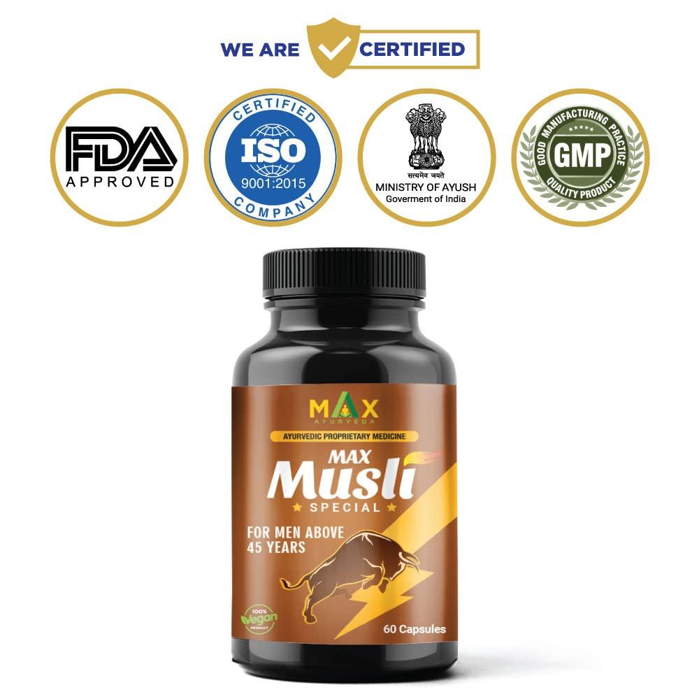 Max Ayurveda Max Ayurveda Musli Special Capsules (For 45 Plus Men) & Queen Plus Capsules For Women (60 Capsules + 60 Capsules)