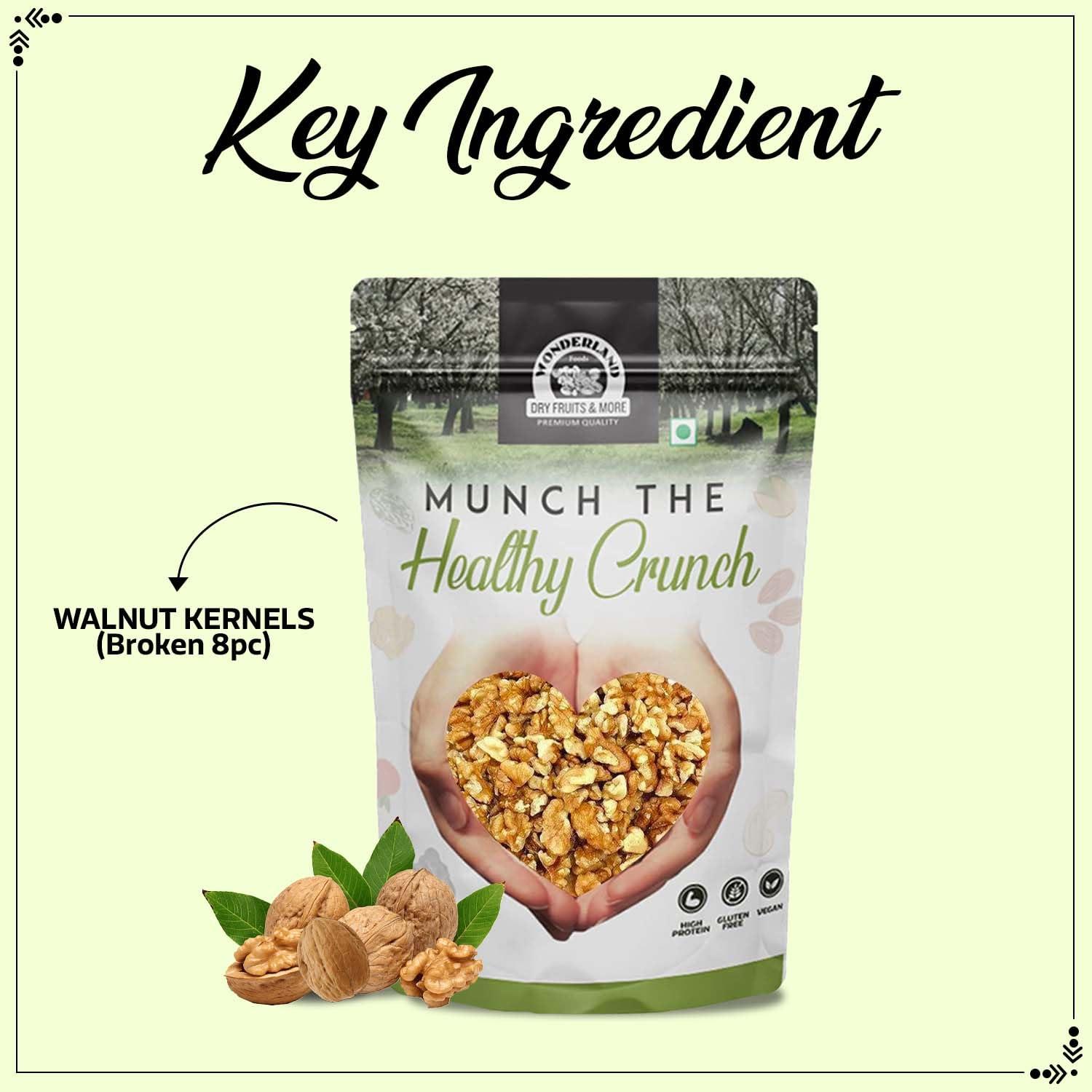 WONDERLAND FOODS (DEVICE) WONDERLAND FOODS (DEVICE) Natural Dried Broken Walnut Kernels (Akhrot Giri) 400G Pouch|Rich In Protein & Antioxidants|Low Calorie Nut|Dry Fruit For Snacking & Baking