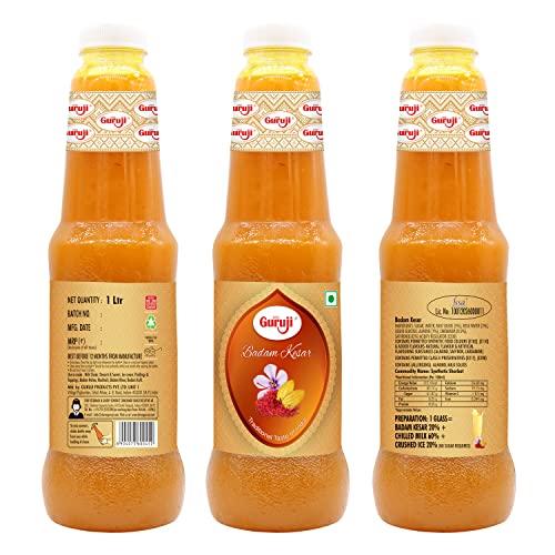 SHREE Guruji Shree Guruji Badam Kesar Dry Fruit Sharbat & Butter Scotch Badam Crush Combo Pack Milk Beverage Refreshing for Summer Syrup Instant Drink (1 Litre)