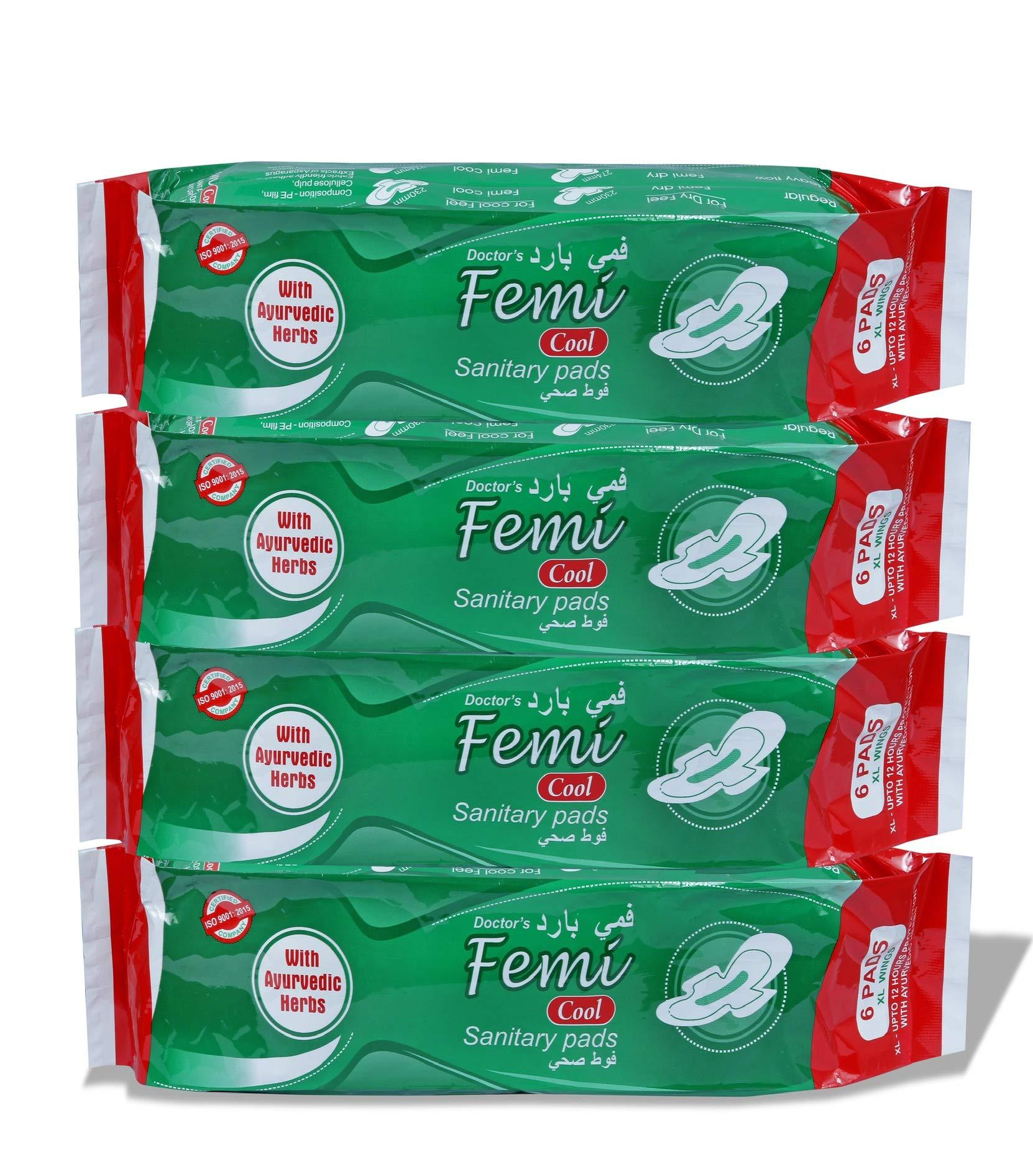 Rozatech Rozatech Femi Cool Medicated Sanitary Pad With Ayurvedic Herbs|Pain Relief|Rash Free|With Wings-Xl (Pack of 24 Pads)