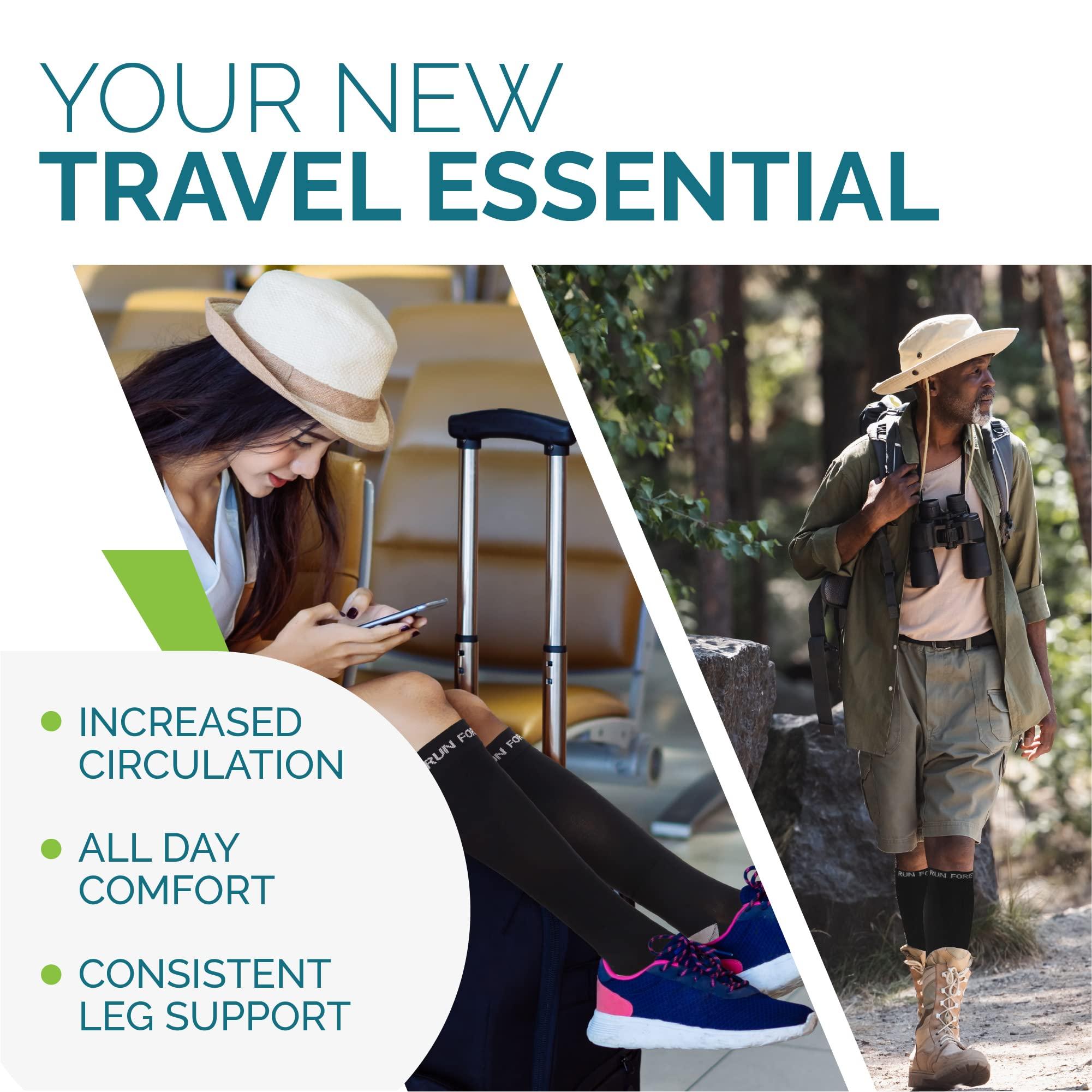 Run Forever Compression Socks for Men & Women 20-30mmHg Medical Grade Graduated Stockings (Black, Medium)