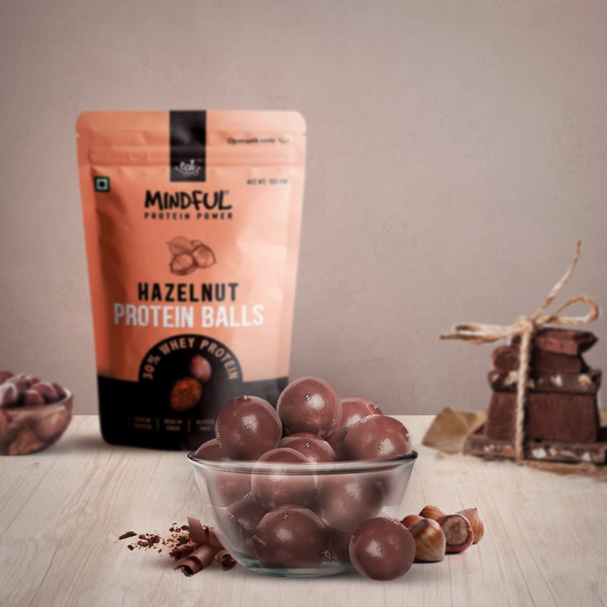 EAT Anytime EAT Anytime Mindful Hazelnut Protein Energy Balls, 30% Whey Protein Snack, Pack of 3-300g (10 Protein Balls x 10g)