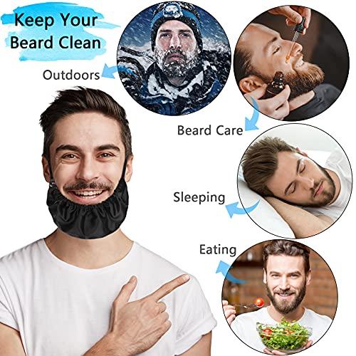 MIKIMIQI MIKIMIQI Beard Bandana, 2 Pack Men Beard Bib Black Beard Covers Soft Comfortable and Silky Satin Facial Hair Apron Guard Bonnet Rag Man Bedtime Bib Beard Cap Ear Beard Bandana