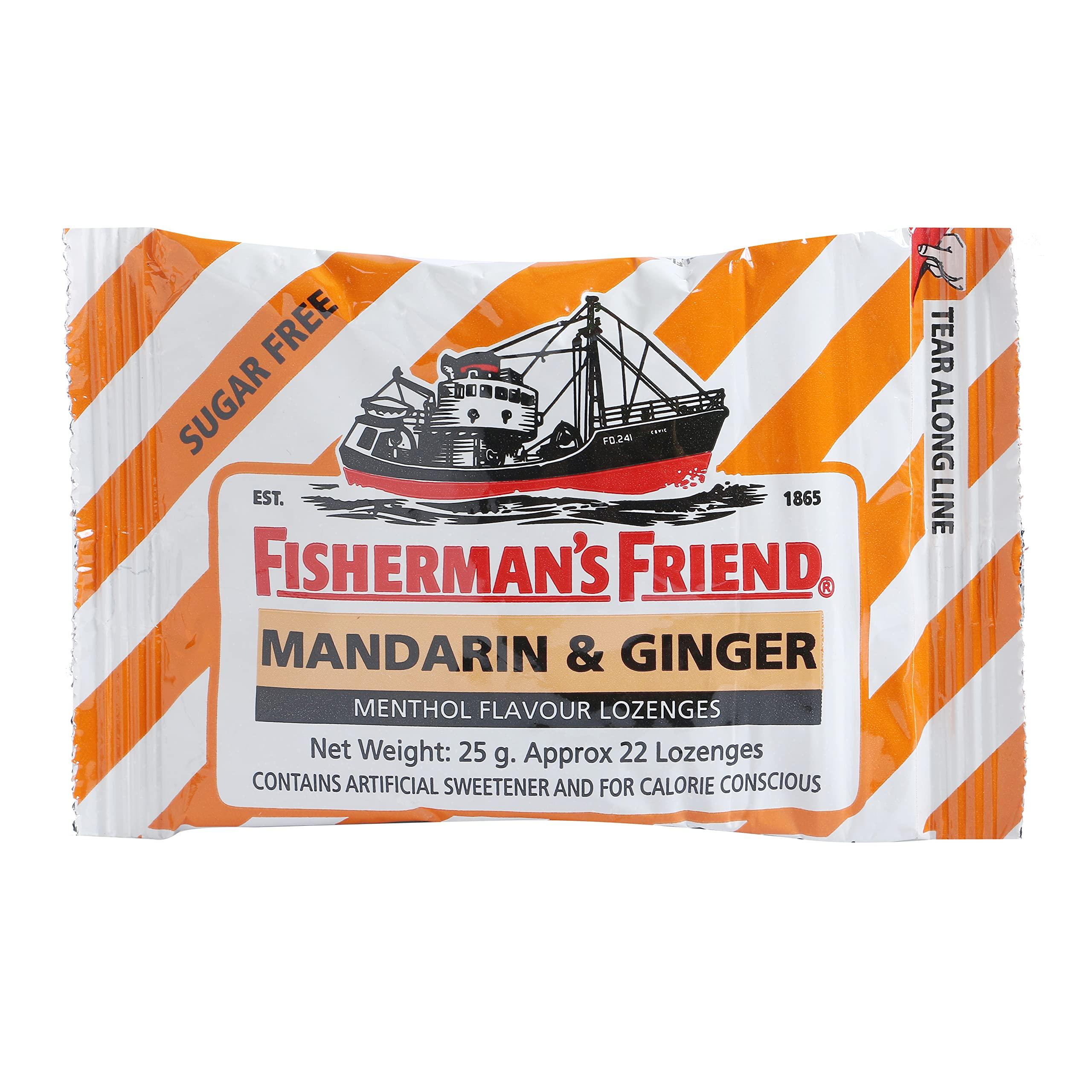 Fisherman's Friend Fisherman's Friend Sugar Free Mouth Freshener - Mandarin & Ginger- Refreshing and Soothing Lozenges 25g (Pack of 24)