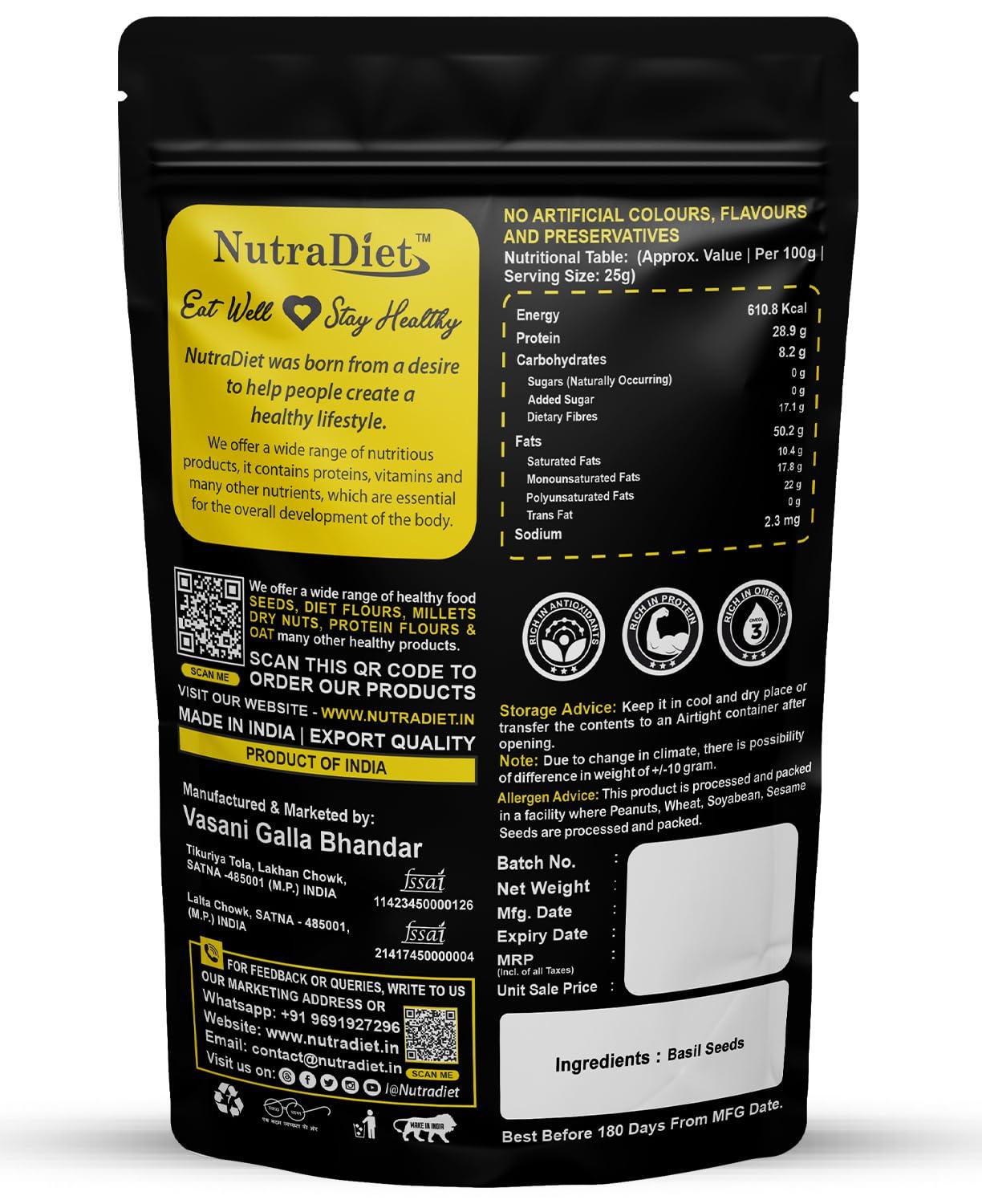 VGBNP VGBNP 100% Natural & Original Sabja seeds (Sabjalu beej) Pure Basil seeds, Tukmaria seeds (Japsa seeds/Tokma dana/falooda seeds) Healty & immunity builder balanga seeds- 500g