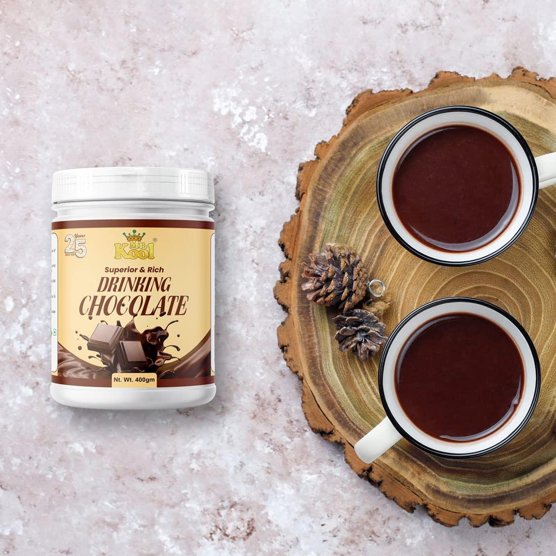 MR. KOOL Mr. Kool Drinking Chocolate Powder for Delicious Hot/Cold Chocolate Drink, Healthy Drink for Kids 400 Gm Jar