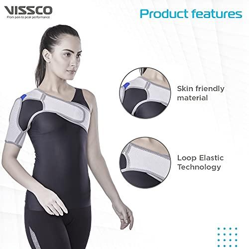 Vissco Vissco Shoulder Support, Shoulder Immobilizer With Adjustable Stretchable Strap, Better Immobilization, Pain Reliever For Rotator cuff injury, Post paralysis - Small (Grey)