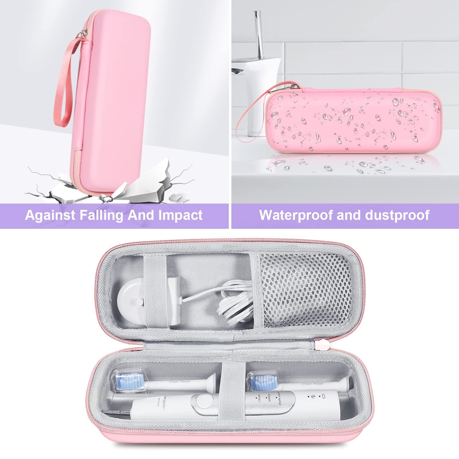 ZORETCO ZORETCO Toothbrush Hard Travel Case Compatible with Philips Sonicare Protectiveclean 4100,5100,6100,6500 Fits for Oral-B Pro 1000,1500,2000,3000,3500 Electric Toothbrush Travel Bag (Pink)