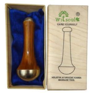 WITSOUL WITSOUL kansa Wand face and Foot Massager/Unique Design - 2 in 1 Massager/Two Different Sizes of Kansa Cups with Teak Wood Handle