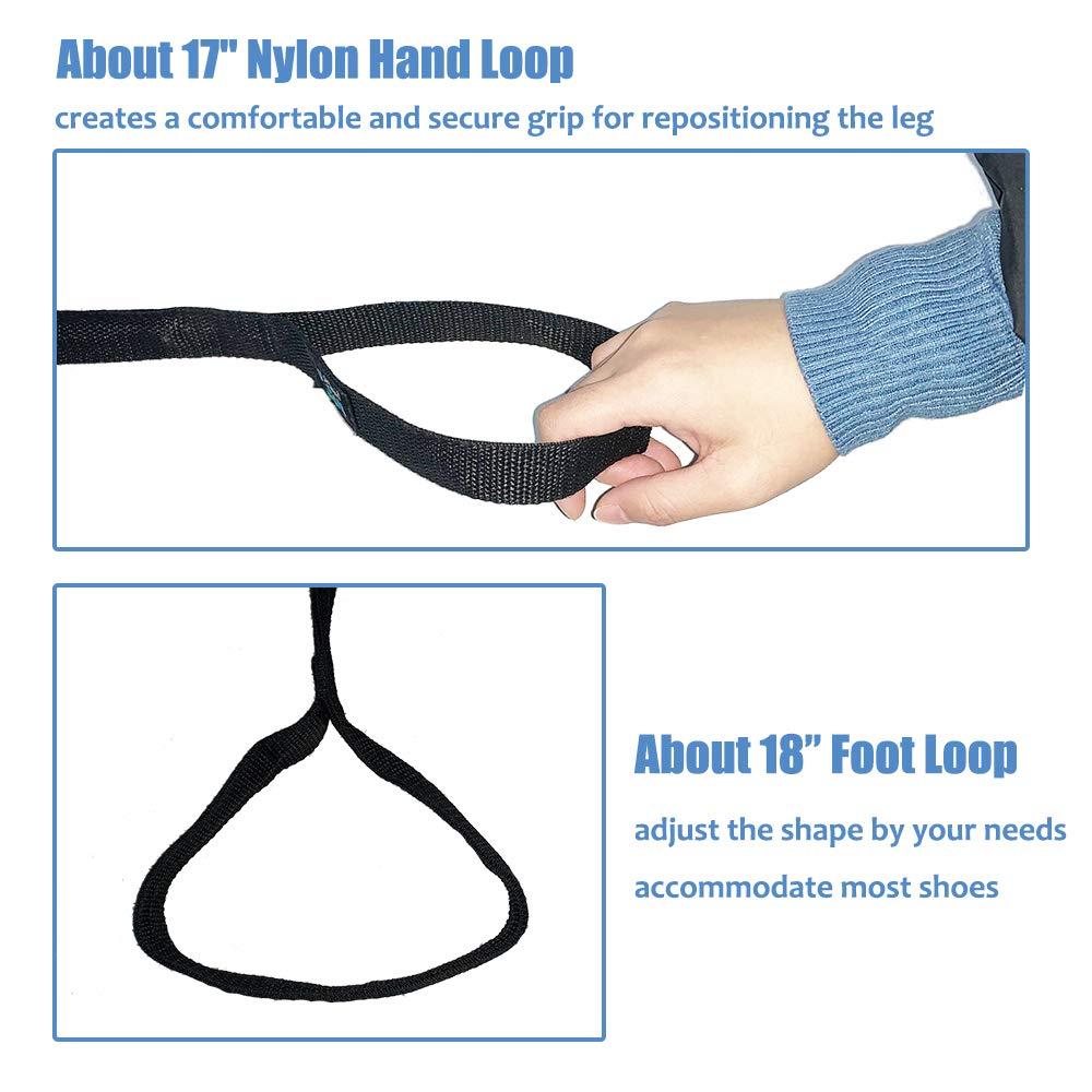 Mybow Leg Lifter Strap Rigid Knee Hip Replacement Recovery Kit Foot Lifter Strap Knee Thigh Patient Handicap Car Assist Lift Belt for Adult, Elderly, Disability Mobility Aid Occupational Therapy Tools (39\")