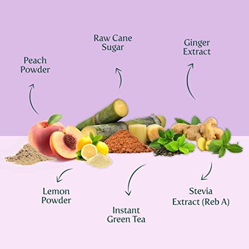 VAHDAM Peach Ginger Iced Tea Instant Premix (150g/5.29oz) 60 Servings | Lightly Sweetened Iced Tea | Fruity Peach & Zingy Ginger | Best for Mocktails & Cocktails | Packed in Tin Caddy | VAHDAM