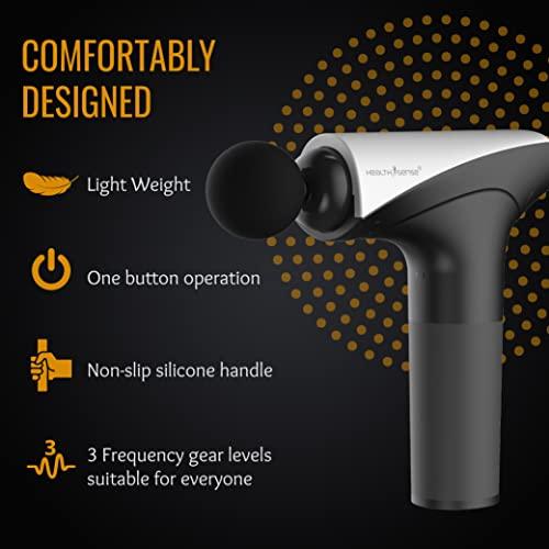 HealthSense Healthsense Massage Gun Machine for Pain Relief | Deep Tissue Percussion Full Body Massager | 5 Massage Heads | High Torque Motor | Lightweight with Non-Slip Handle |1 Year Warranty HM 280