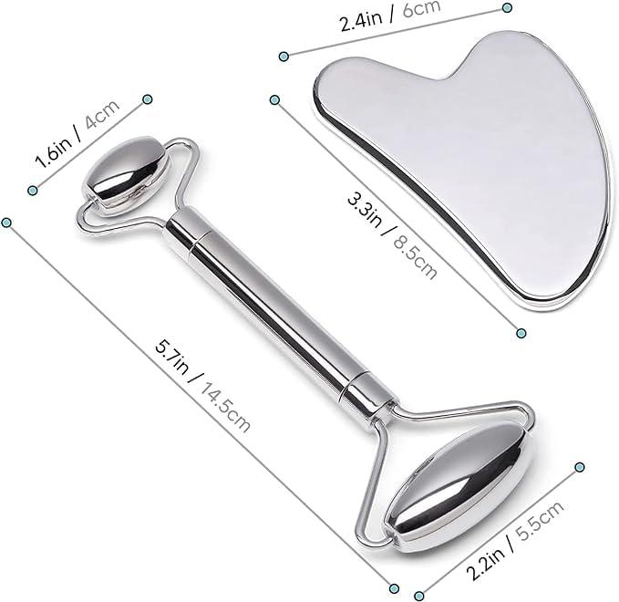 ACUWORLD ACUWORLD Gua Sha Facial Tools Stainless Steel - Gua Sha Face Massage Metal Tool - Stainless Steel Facial Massager for Skincare - Gua Sha Metal Tool for Face Lifting