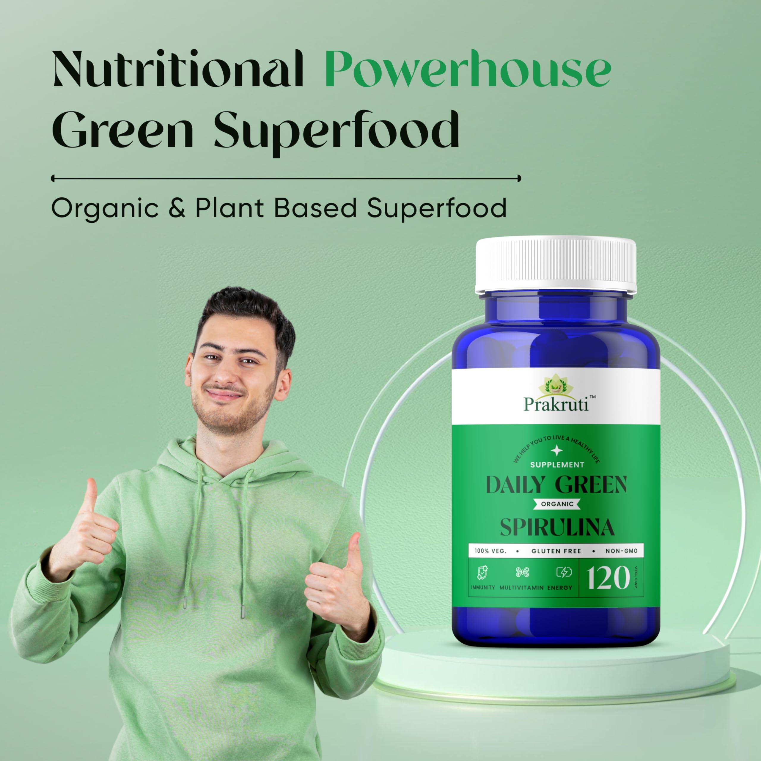 Prakruti Pure Herbs Prakuri Daily Greens Spiruina and Stemino M+ Shilajit Gold Combos | 100% Natural help to Immunity & Enegry Booster | Stamina & General Wellness