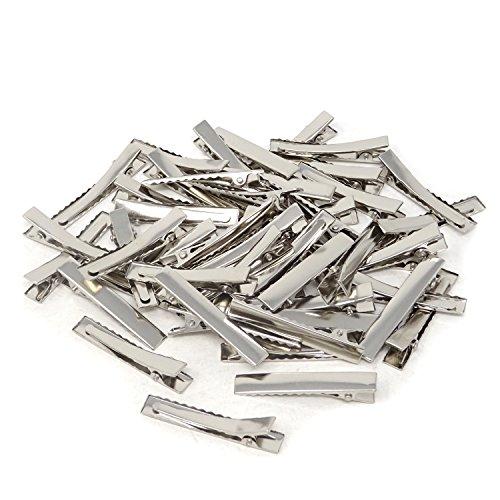 HONBAY Honbay 50PCS 4.5cm/1.77inch Silver Tone Single Prong Metal Alligator Hair Clip Flat Top with Teeth for Arts & Crafts Projects, Dry Hanging Clothing, Office Paper Document Organization,Hair Care