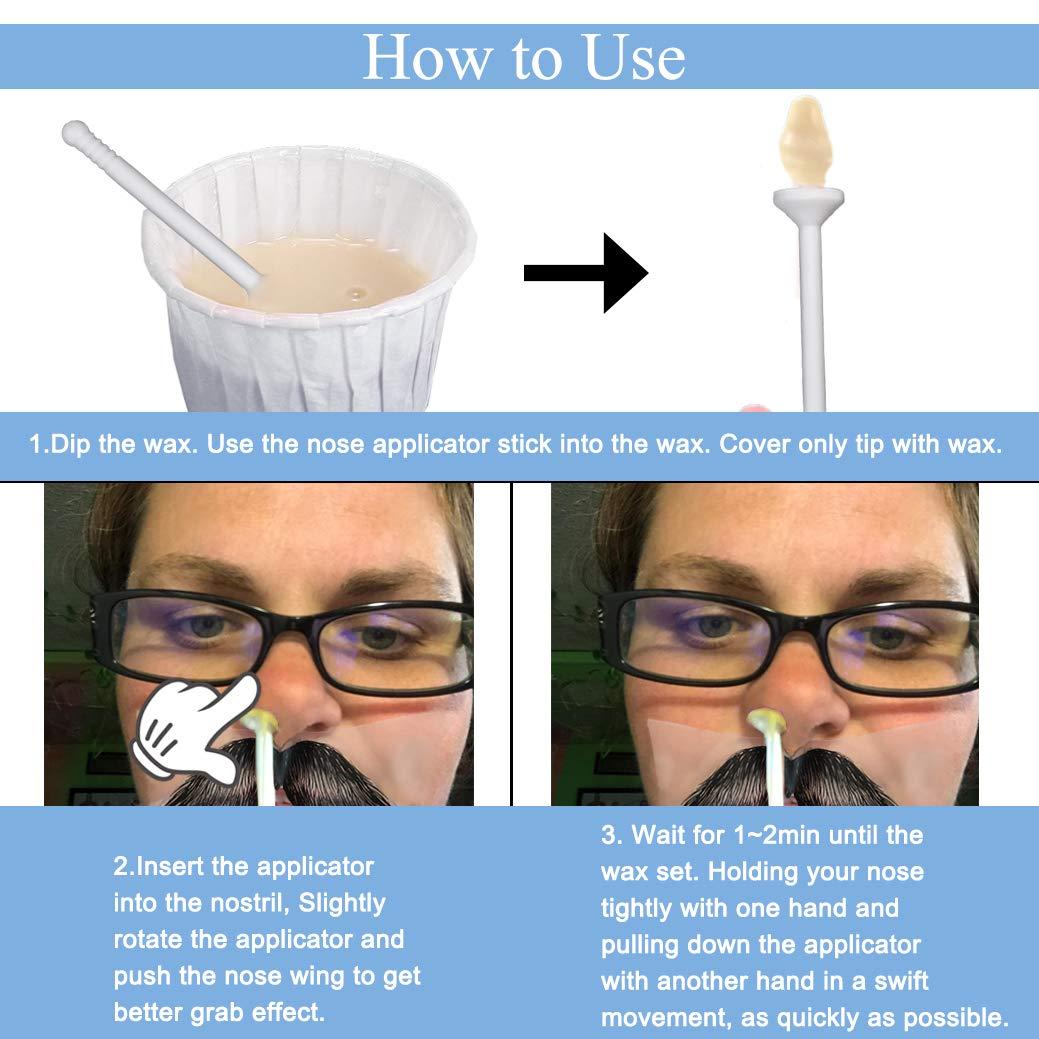 CoFashion CoFashion Nose Wax Kit for Men Women, Nose Hair Removal Waxing Kit Eyebrows Ears Lips Facial Nose Hair Remover Wax with 50g Hard Wax Beads 20 Applicators 10 Paper Cups 8 Moustache Protectors & 1 Measuring Cup