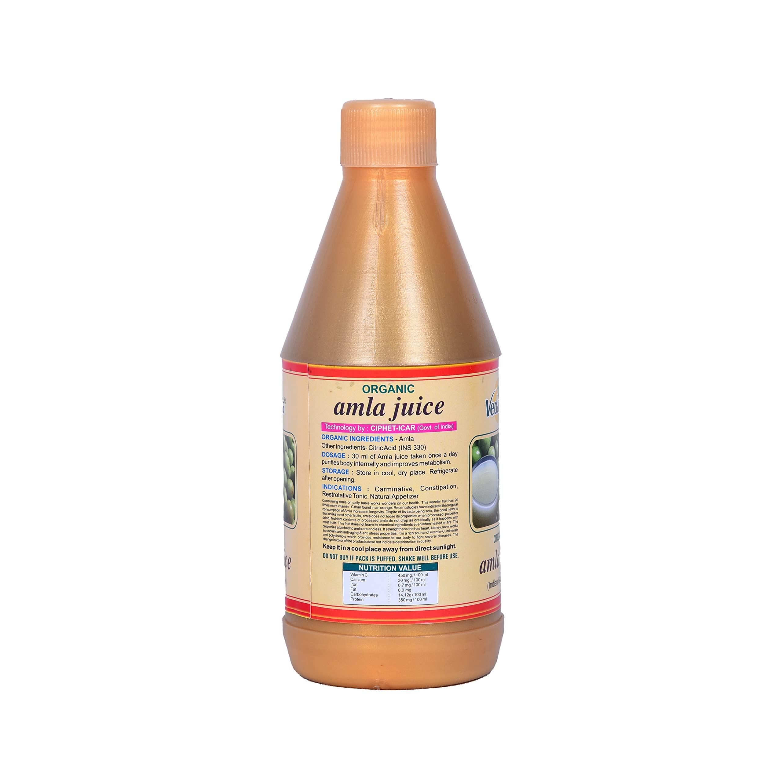 Vedanta Vedanta Organic Amla Juice 500ml | Boosts Digestion And Immunity | RSOCA Certified Farm | Richest Source of Vitamin-C | Ideal for lessoning skin problems like Acne, Wrinkles and other Skin Problems