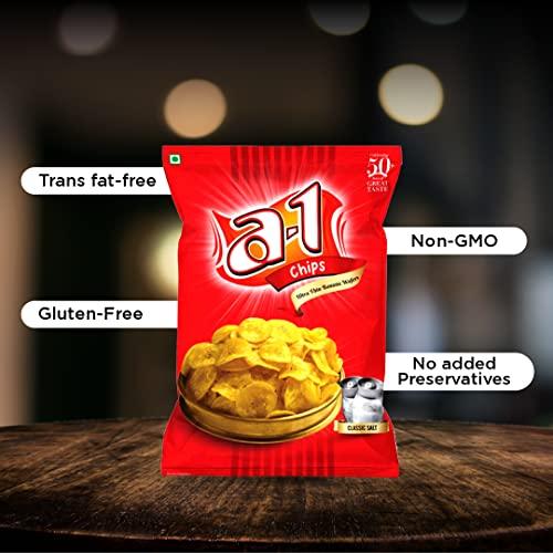 a-1 Chips a-1 Chips Ultra Thin Kerala Banana Chips - Pack of 3, 250g - Made with Pure Coconut Oil and Banana - 100% Authentic Nendran Banana Kerela Chips (Pack of 3 x 250g)