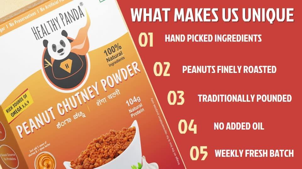 HEALTHY PANDA Healthy Panda Uttar Karnatakas Famous Pounded Peanut Garlic Chutney Powder (1 KG) / Groundnut Chutney Powder/Shenga Chutney/Shenga Lasun Chutney/Shengha chutney Solapur