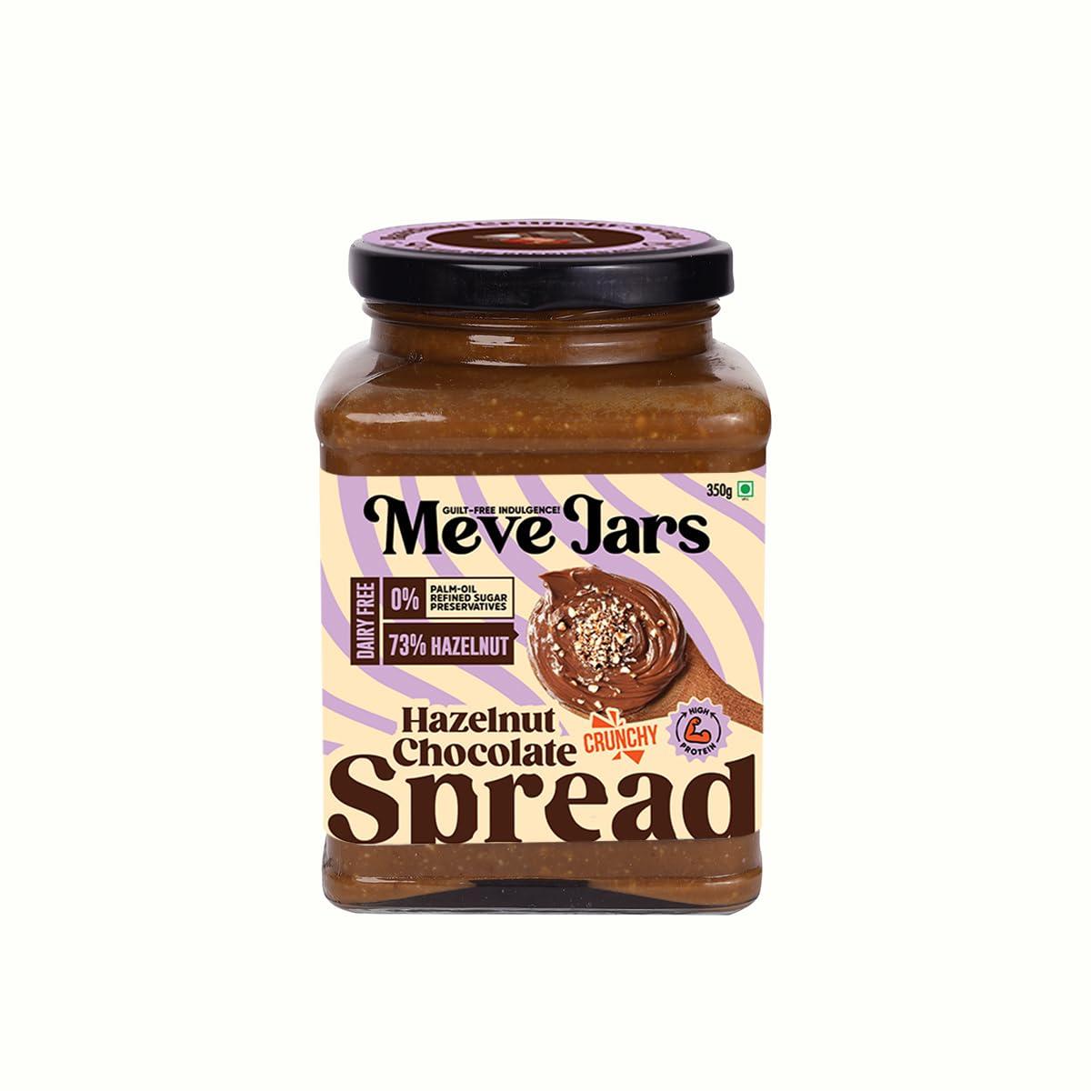 Meve Jars Meve Jars - Hazelnut Chocolate Spread | 350g | Vegan | No Preservatives | Gluten Free | High in Protein (Crunchy)