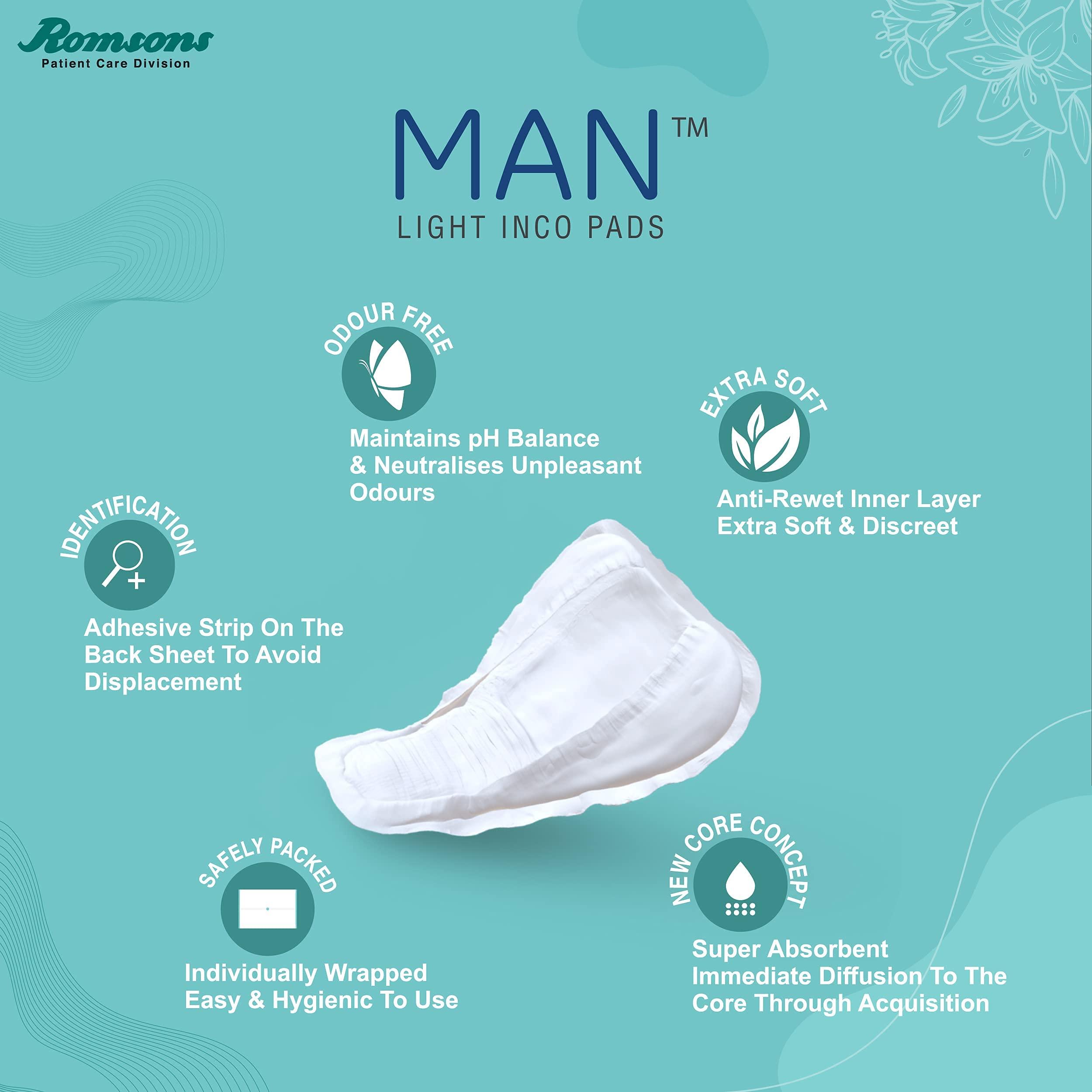 DIGNITY DIGNITY Men Man Light Incontinence Pads For Leakage Protection, Light Absorption Male Incontinence Pads, 10 Pads/Pack (Pack Of 3) 30 Pads