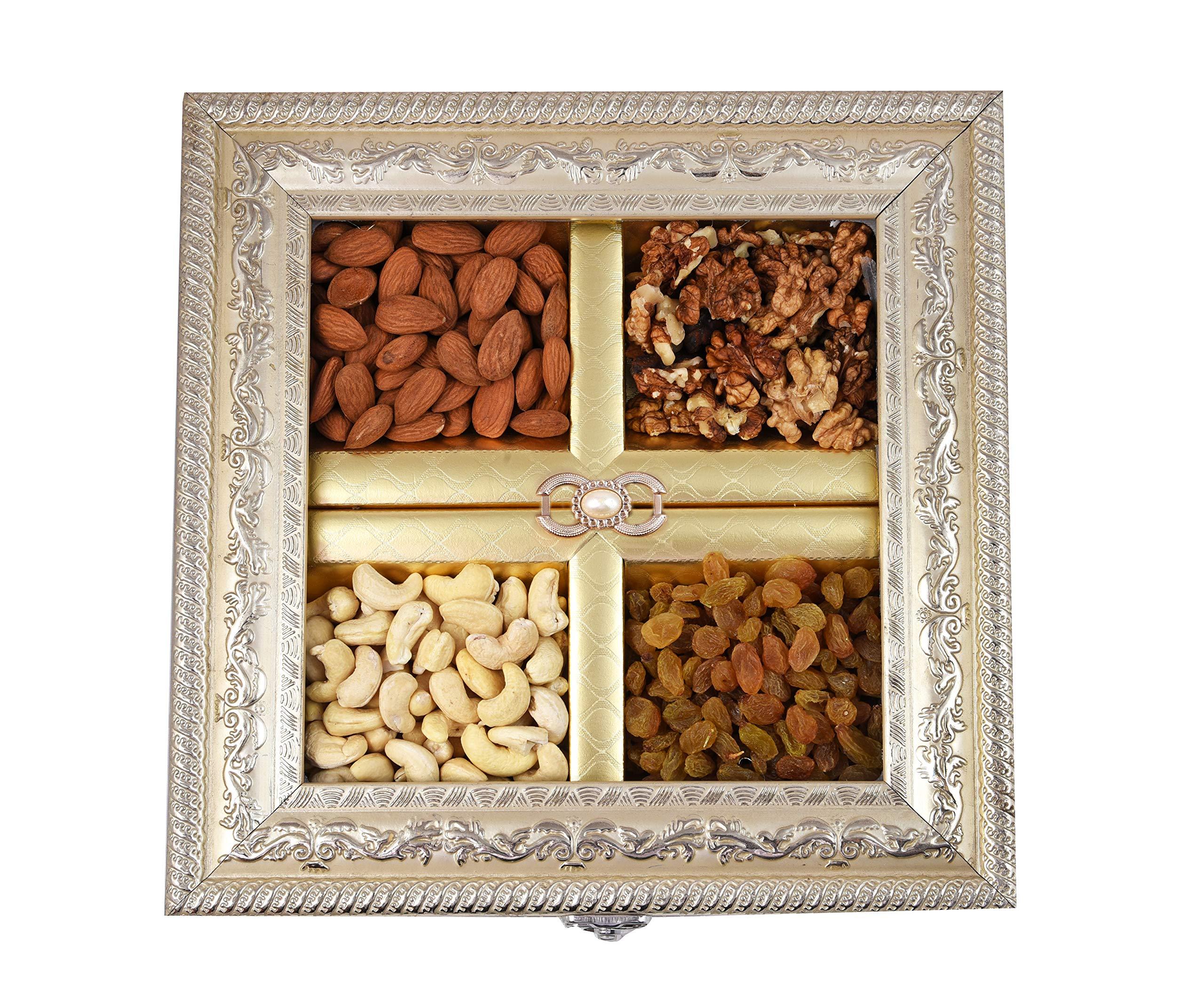 MANTOUSS MANTOUSS Bhaiya Dooj/Bhai Dooj Dry Fruit Combo-Cashew,Almond,Walnut and Raisin (100gms Each) 400gms + Free Roli, Chawal and Chandan