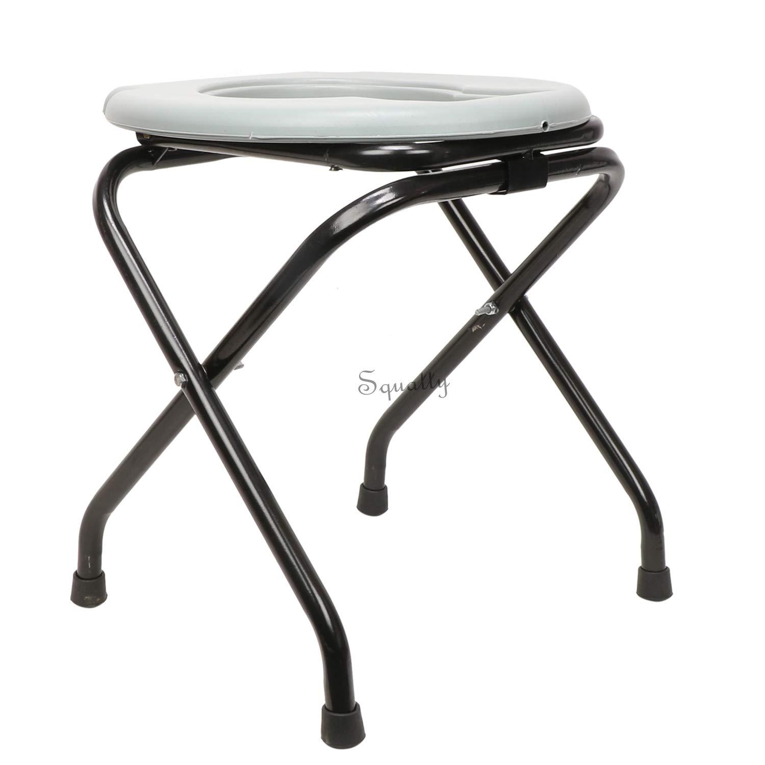 SQUATTY SQUATTY Bedside Commode - Narrow Folding Bariatric Toilet Seat for Adults, Handicap, Elderly - Fits Most Liner - Portable, Lightweight, Wide 3 in 1 Medical Toilet STOOL