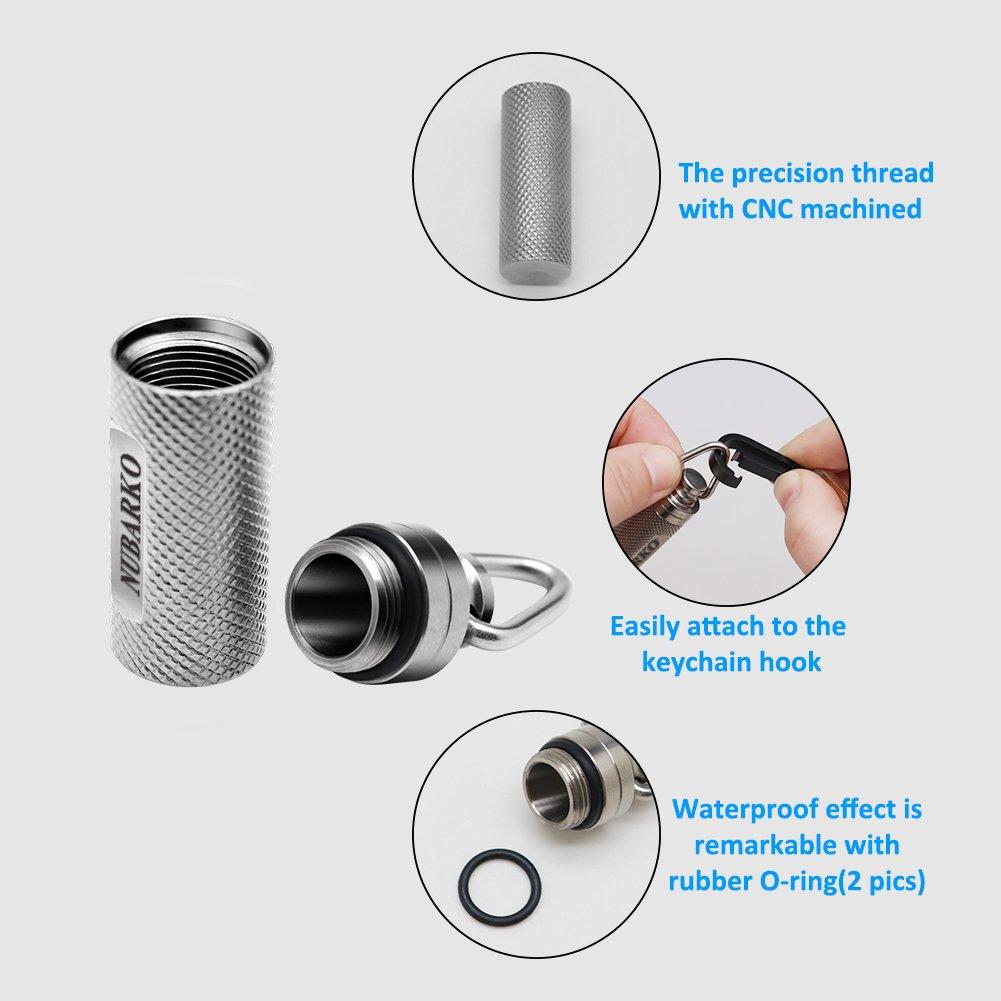 NUBARKO NUBARKO Mini Pill Fob, Titanium Keychain Pill Holder, Emergency Aspirin & Nitroglycerin Pill Holder for Men and Women, Waterproof, Light Weight and Non Allergenic