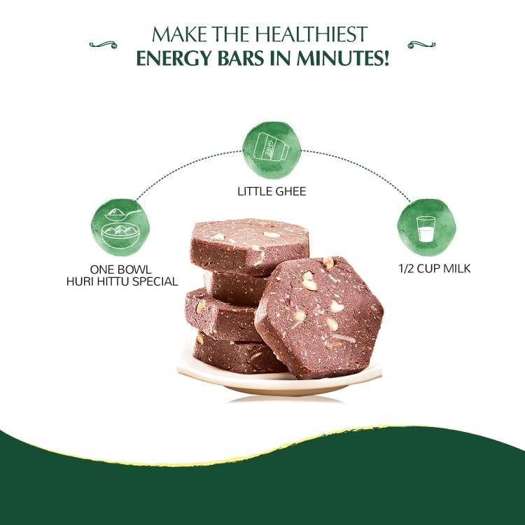 INDIRA Indira’s Ragi Huri Hittu - Teens & Kids Special, Popped Ragi Flour with Cashew Nuts, Malt, Spices (400g, Pack of 4), Ragi Malt Mix, Instant Ragi Porridge Mix, Ragi Laddu Mix