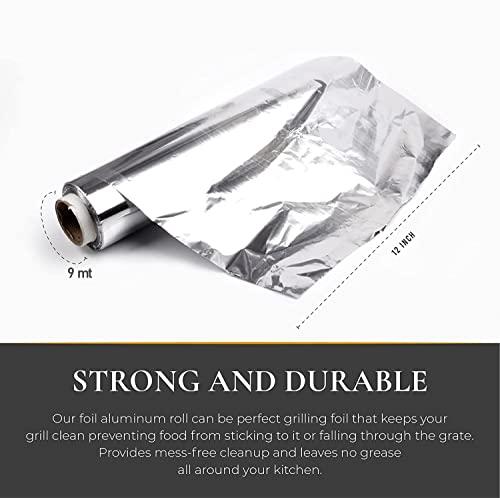 Foozocu Foozocu Aluminium Foil Paper || foil Paper for Kitchen || Eco-Friendly Freshwrapp Aluminium || Foil Food wrap || Bacteria Resistant/Disposable/Food Parcel || 50 Gm Silver-9 MTR (Pack of 1)