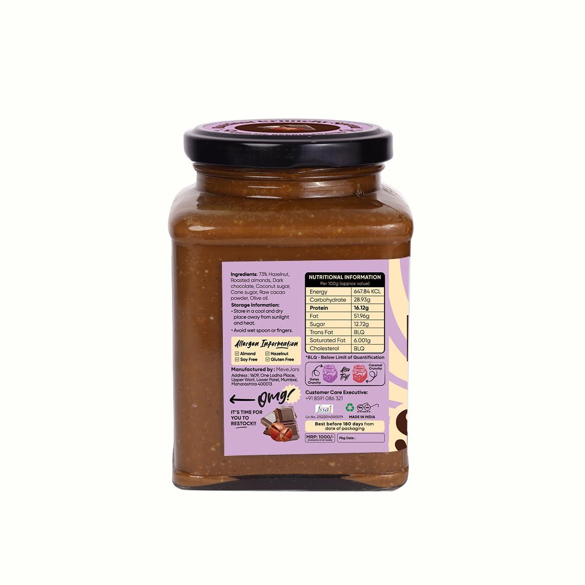 Meve Jars Meve Jars - Hazelnut Chocolate Spread | 350g | Vegan | No Preservatives | Gluten Free | High in Protein (Crunchy)