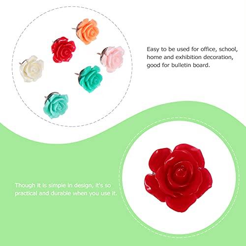 HEALLILY 50pcs/ Box Creative Metal Resin Flower Decorative Pushpin Set for Wooden Wall