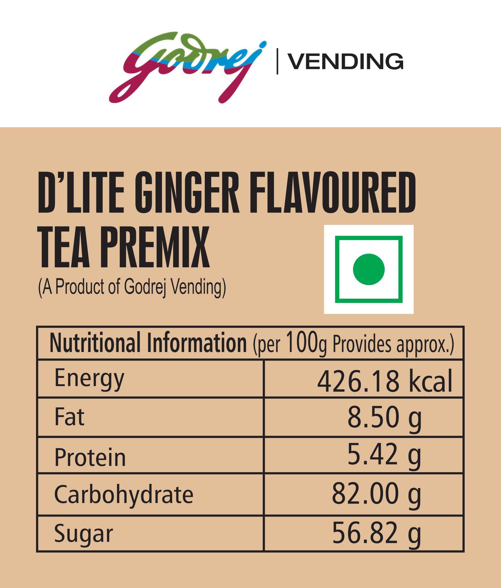 GODREJ VENDING Godrej Vending Ginger D\'lite Instant Tea Premix Easy to Use 3 in 1 Tea - Piping Hot Tea Suitable for Vending Machine - 1 kg
