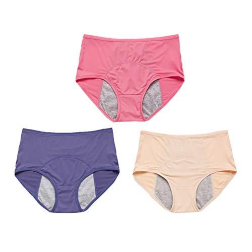 Artibetter ARTIBETTER 3 Pcs Menstrual Briefs Menstrual Period Pants Leak- proof Physiological Pants Thickened Comfortable Menstrual Underwear Menstruation Breathable Underpants for Women Girls, 3XL