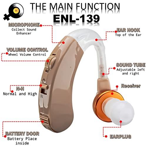 Enlinea Enlinea ENL-139 Behind-The-Ear (Bte) Hearing Aid Machine For Ear Old Age | Suitable For Mild To Moderate Hearing Loss (Pack of 1)