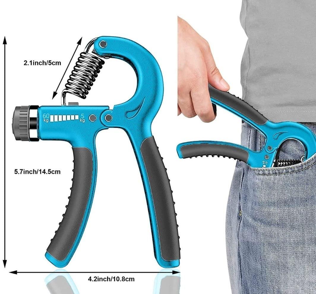 SQIN SQIN Adjustable Spring Hand Exerciser (5 to 60 Kg) Finger Exerciser Hand Grip Strengthener for Men & Women (Pack of 1, Random Colors)