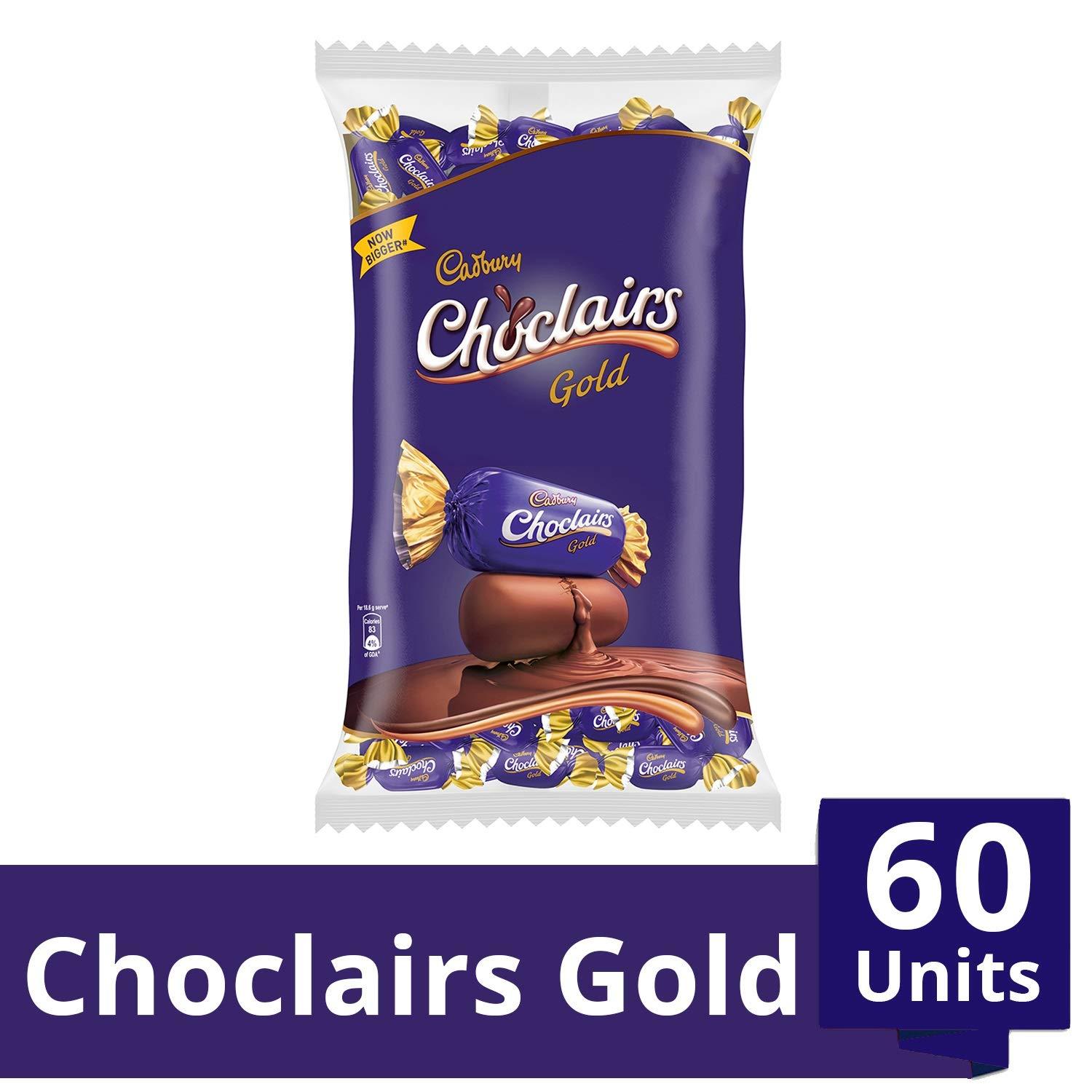 Cadbury Choclairs Cadbury Choclairs Chocolate Gold , 342 Grams Pack (60 Candies)
